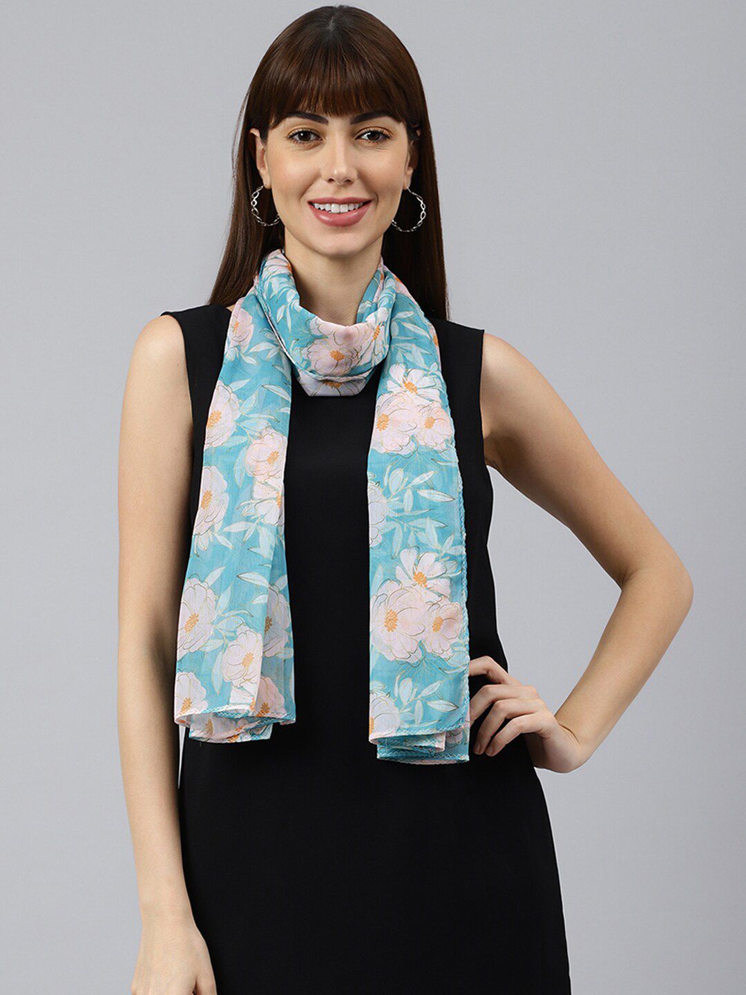 Tossido Women Blue & White Printed Stole Price in India