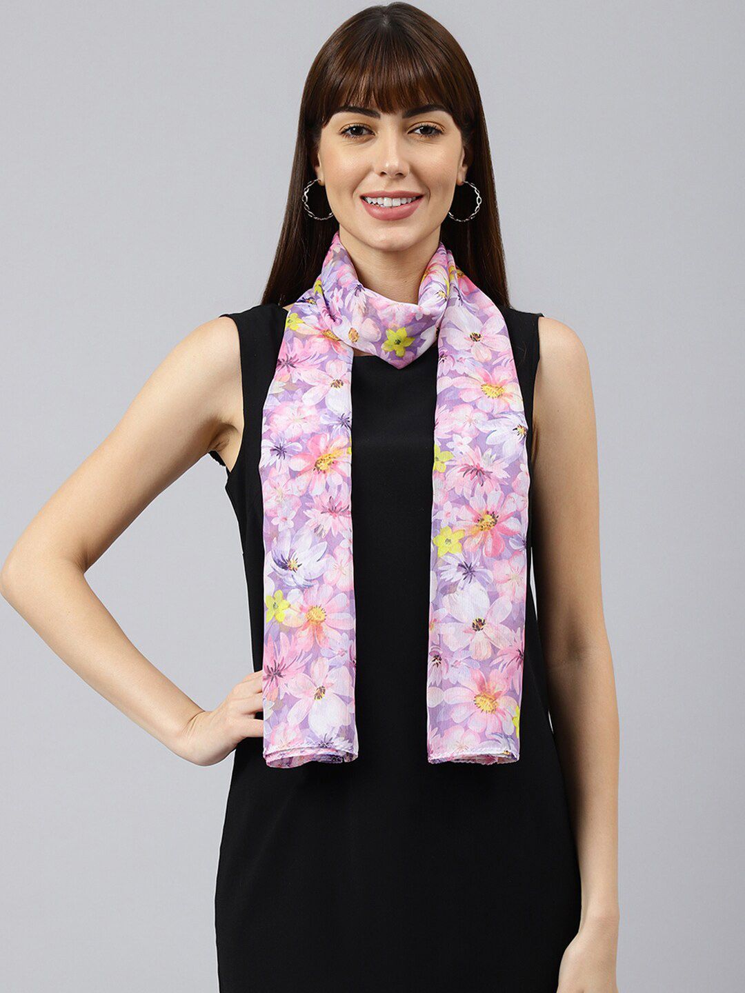 Tossido Women Purple & White Printed Stole Price in India