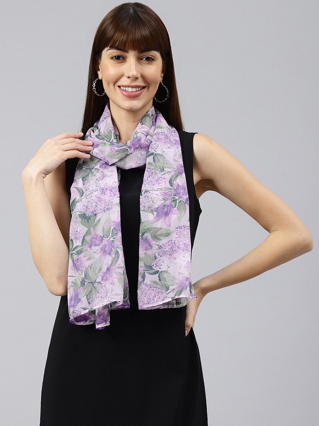 Tossido Women Purple & Green Printed Stole Price in India