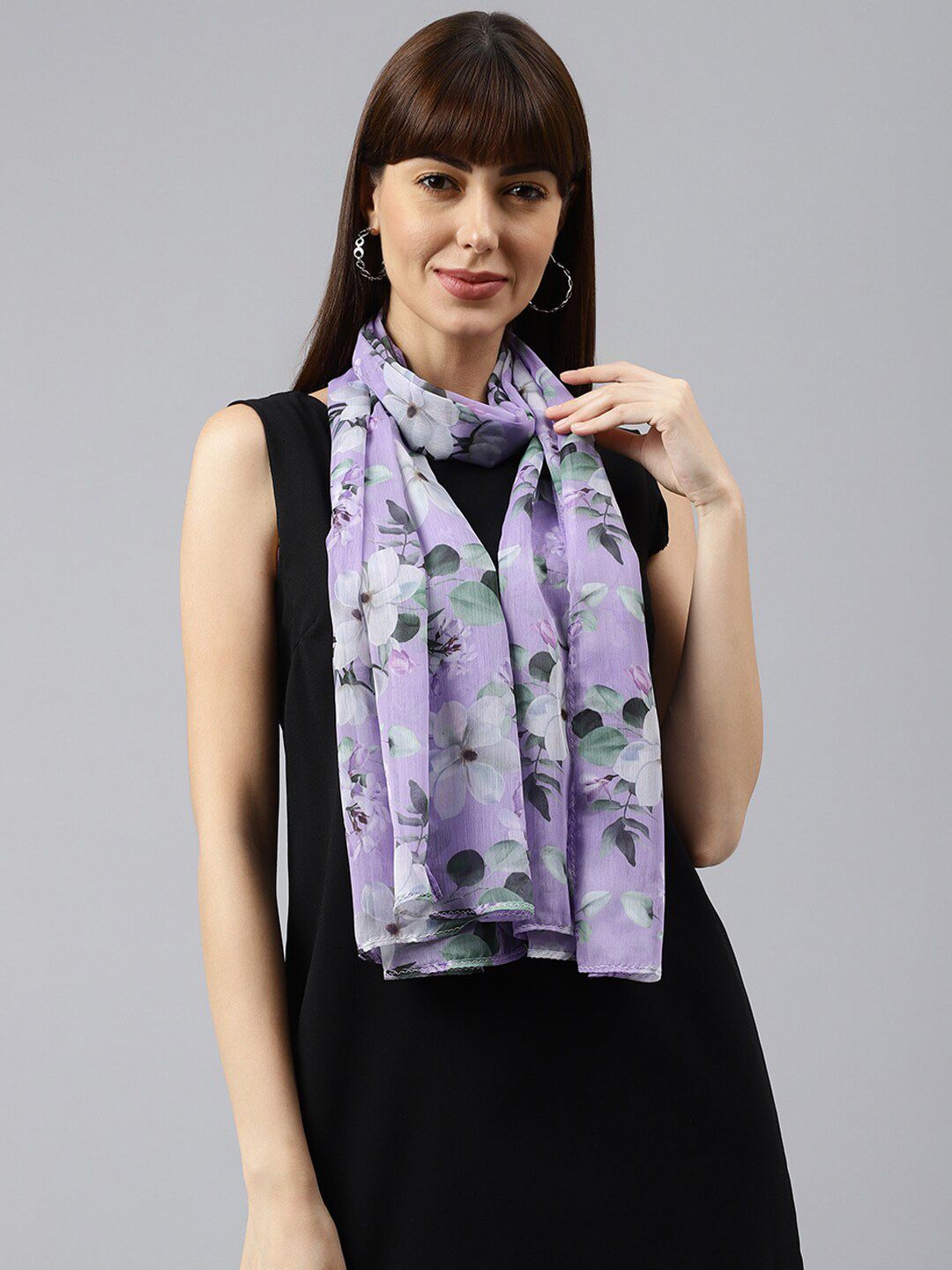 Tossido Women Purple & White Printed Stole Price in India