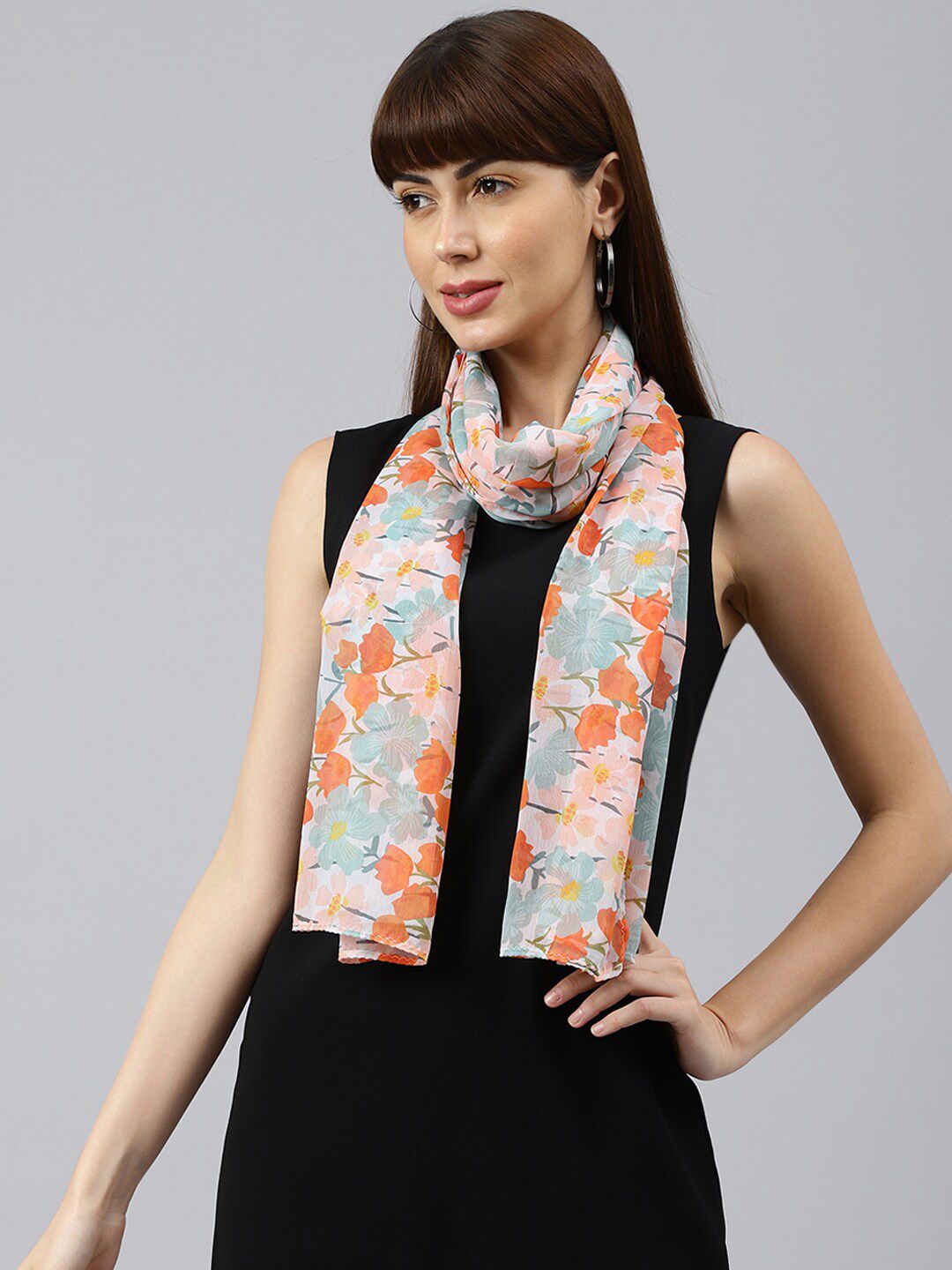 Tossido Women Pink & Blue Printed Stole Price in India