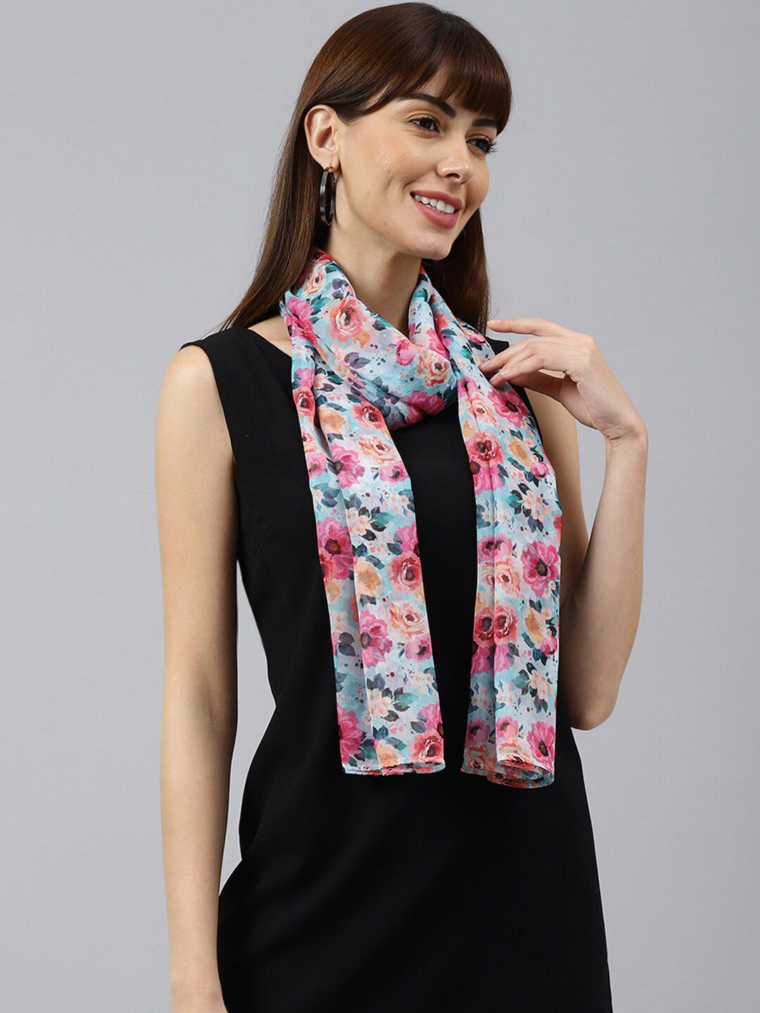 Tossido Women Grey & Blue Printed Stole Price in India