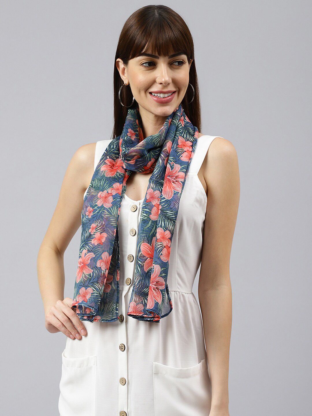 Tossido Women Blue & Pink Printed Stole Price in India