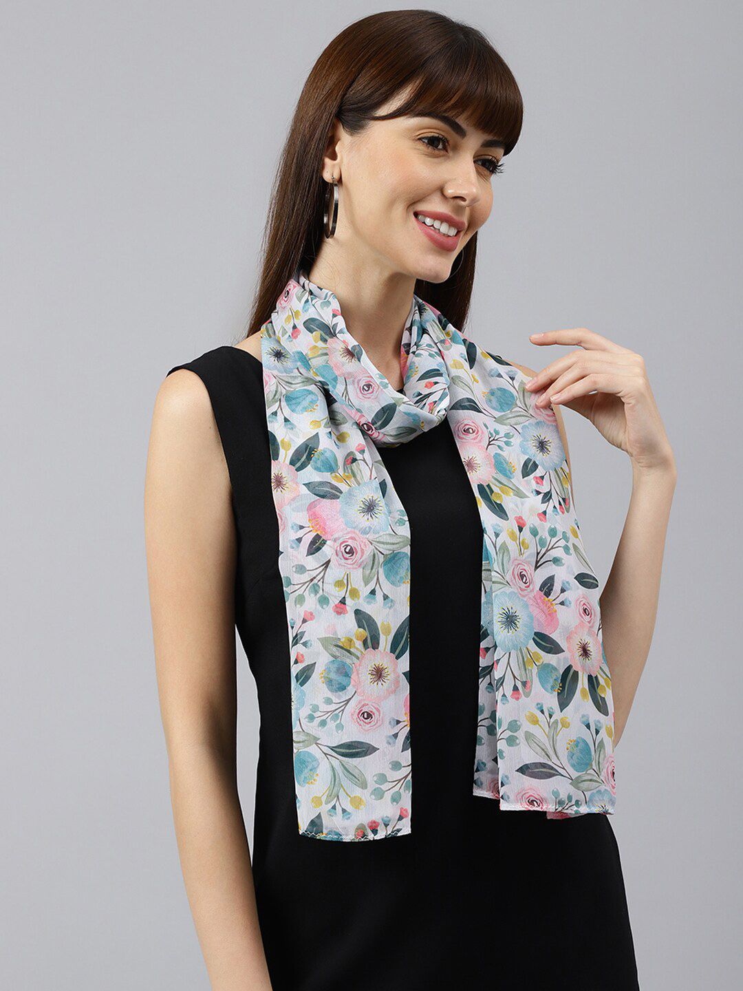 Tossido Women Green & Grey Printed Stole Price in India