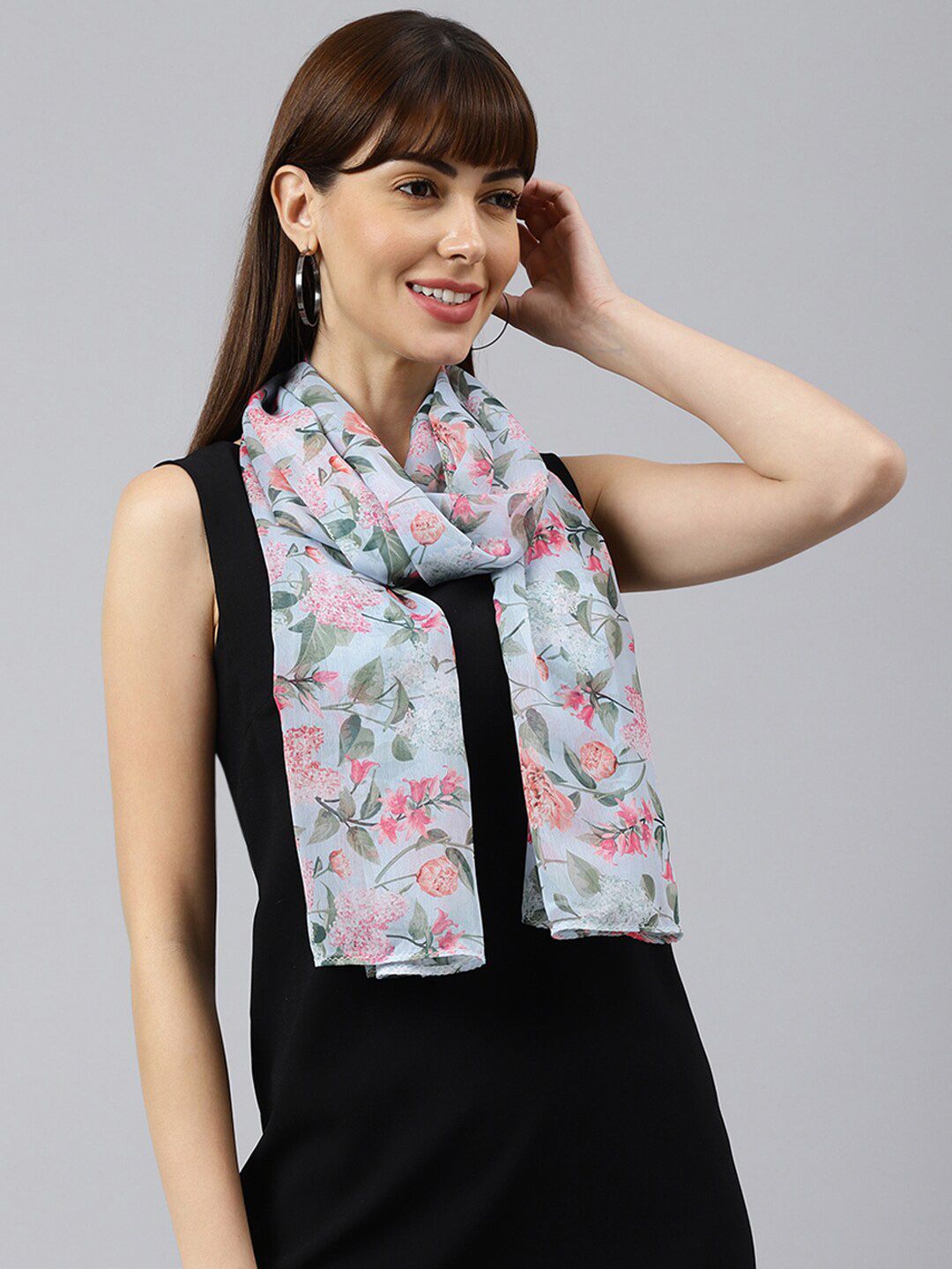 Tossido Women Blue & Pink Printed Stole Price in India