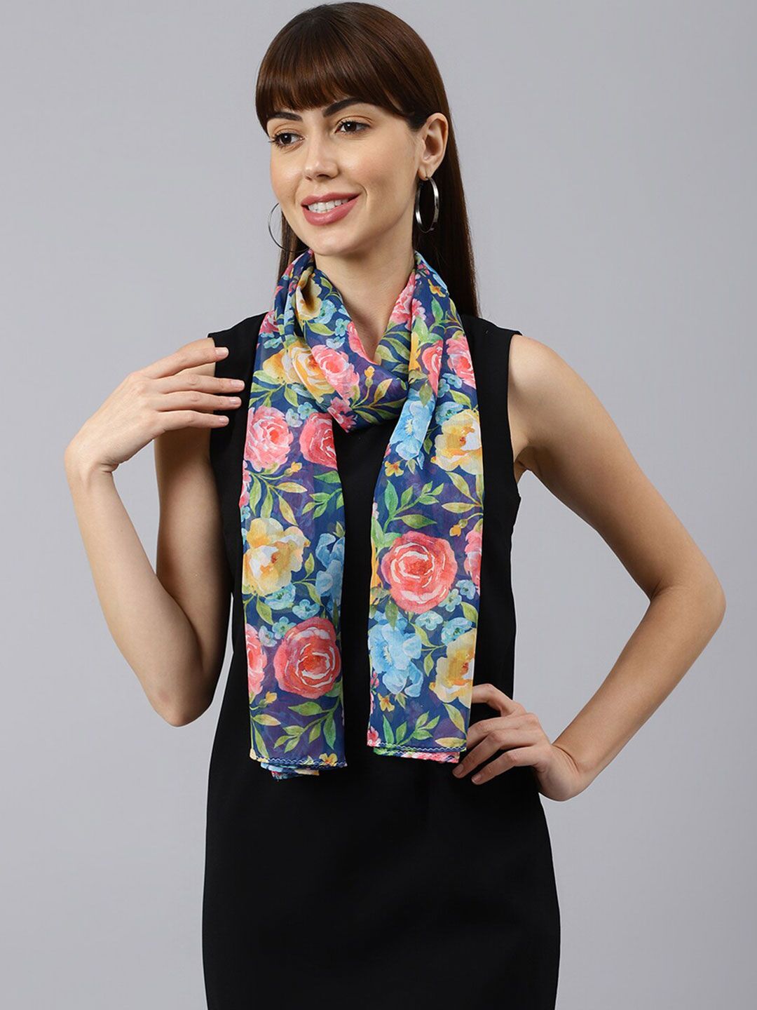 Tossido Women Blue & Green Printed Stole Price in India