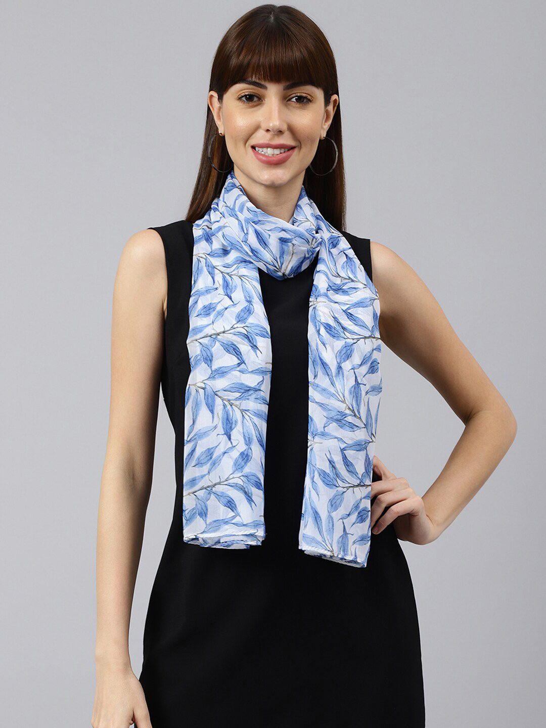 Tossido Women Blue & White Printed Stole Price in India