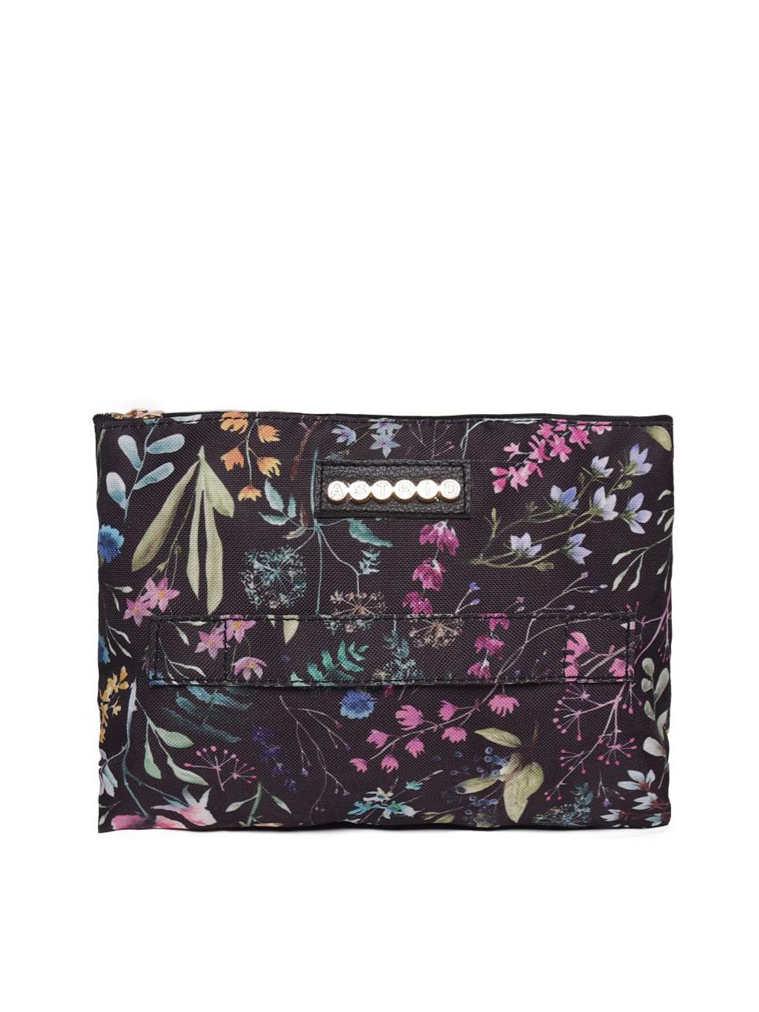 ASTRID Women Black and Pink Printed Multicompartment Makeup Pouch Price in India