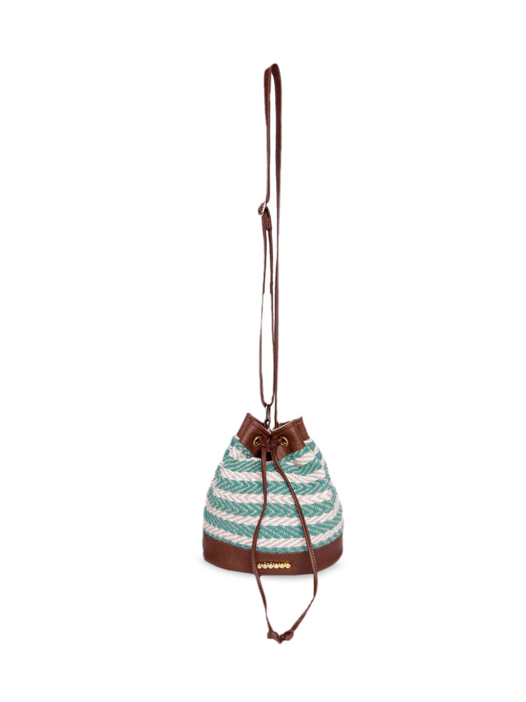 ASTRID Green Bucket Sling Bag with Tasselled Price in India