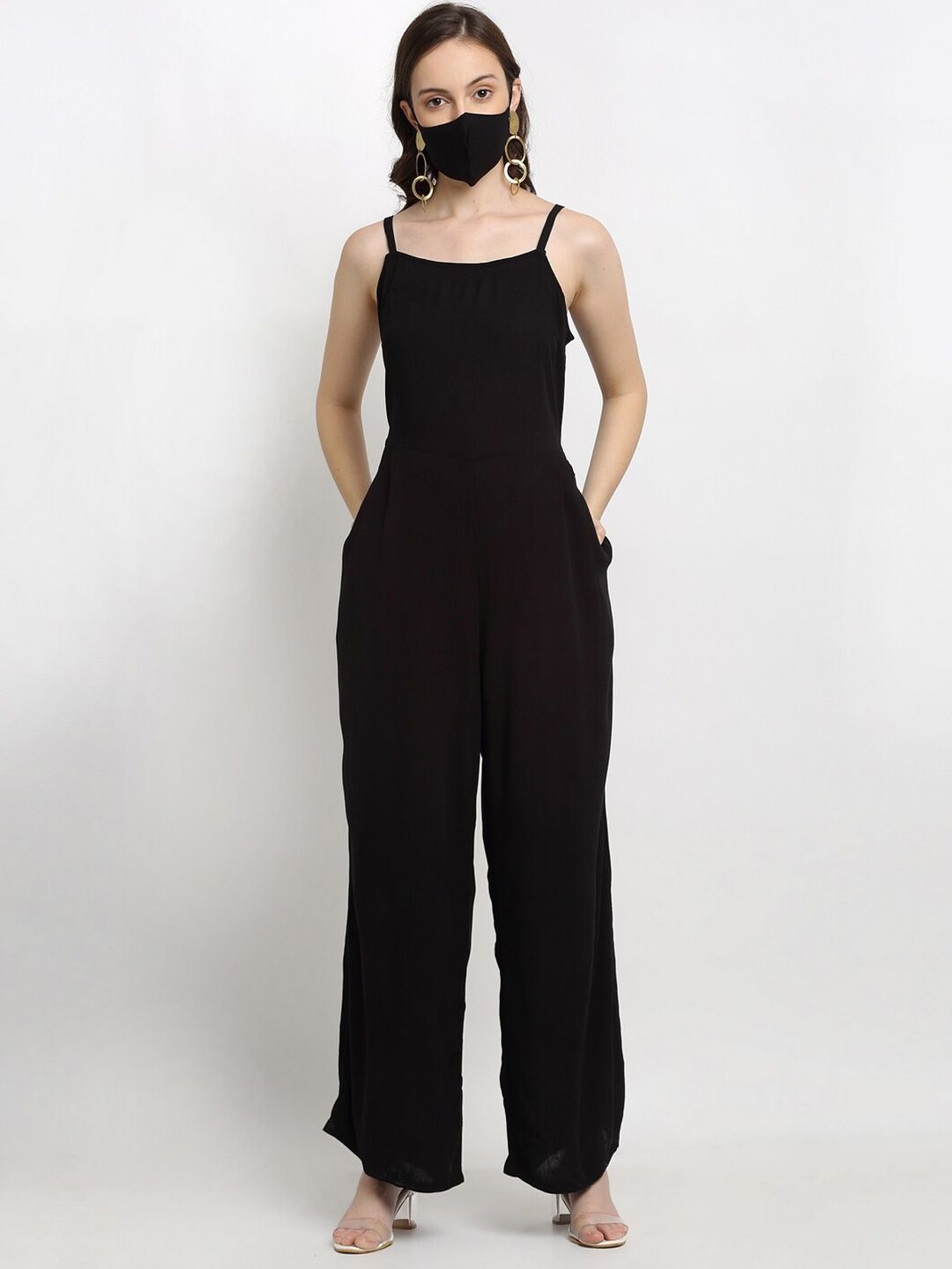 DressBerry Black Basic Jumpsuit with Layered Price in India