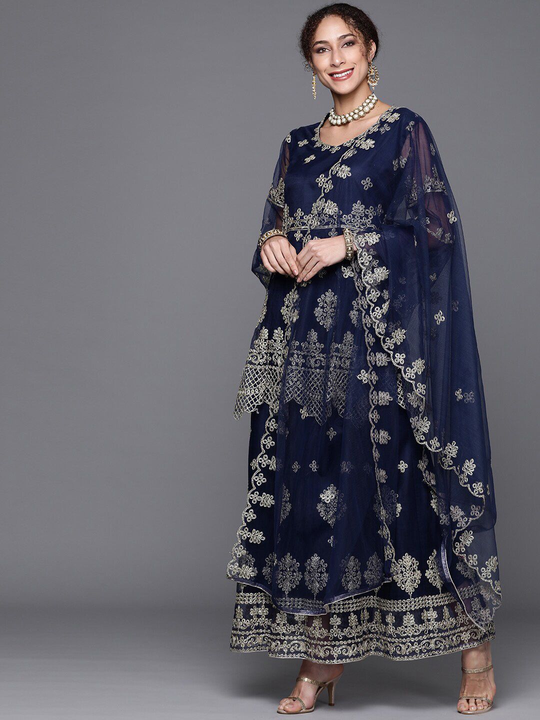 Chhabra 555 Women Blue Dress Material Price in India