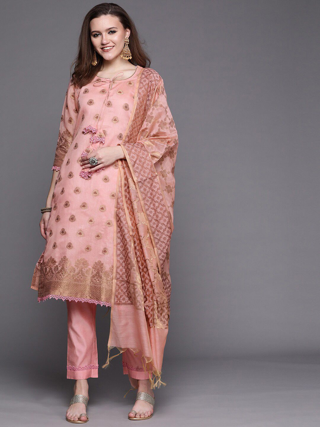 Chhabra 555 Women Pink Dress Material Price in India