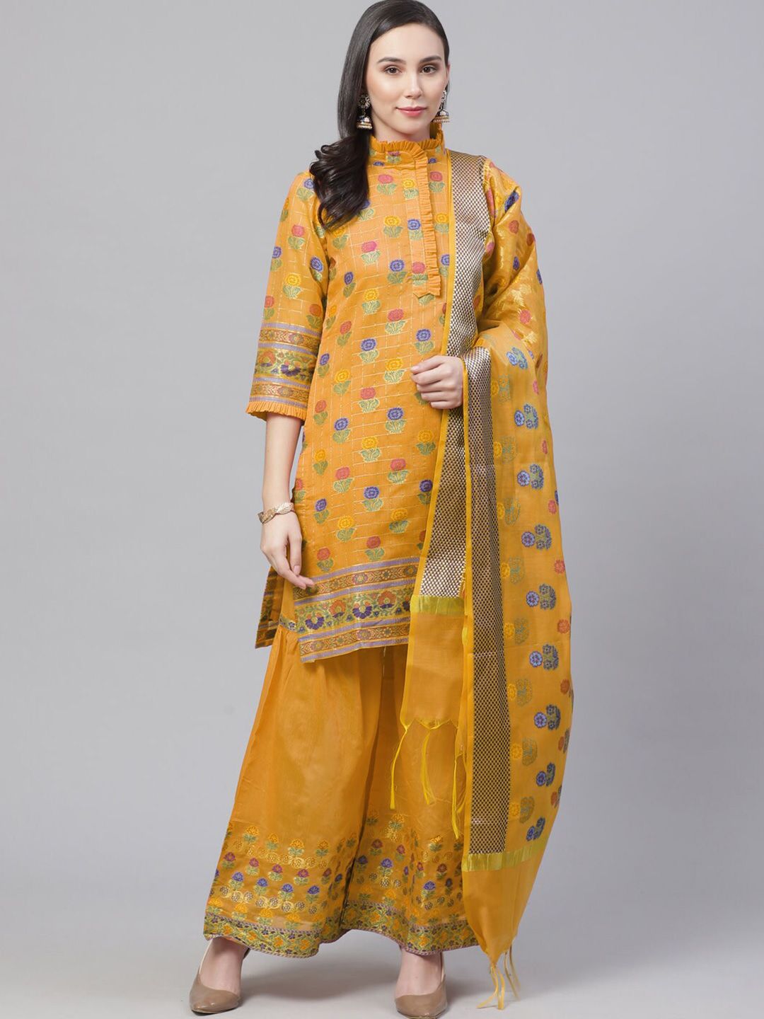 Chhabra 555 Women Yellow Dress Material Price in India