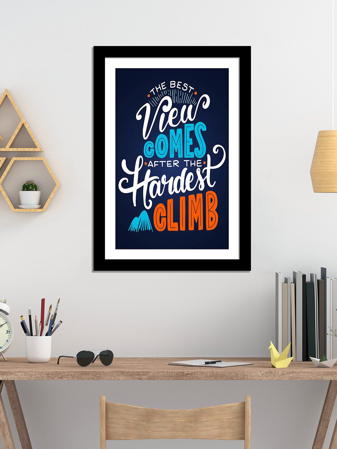 WENS Black & Blue Laminated Inspirational Quotes Printed Framed Wall Art Price in India