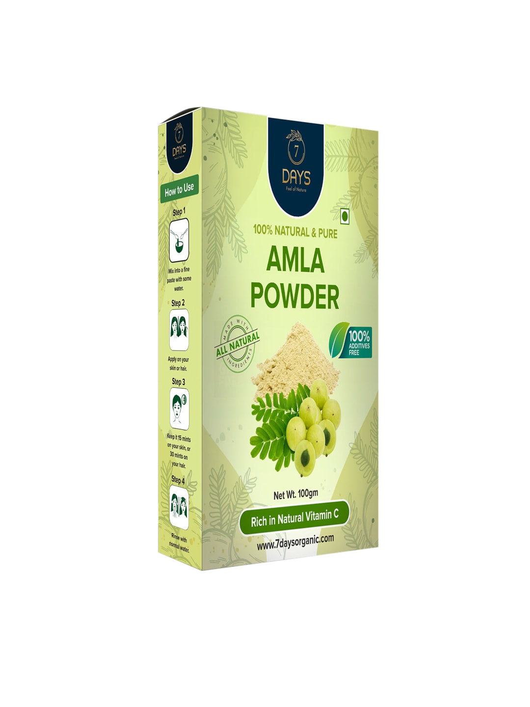 7 DAYS 100% Natural & Pure Amla Powder for Hair & Skin - 100 g Price in India