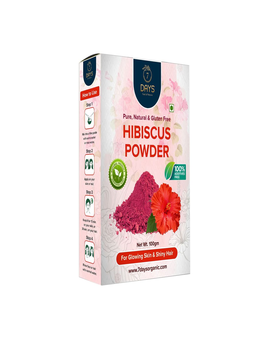 7 DAYS 100% Natural & Pure Hibiscus Powder for Shiny Hair & Glowing Skin - 100 g Price in India