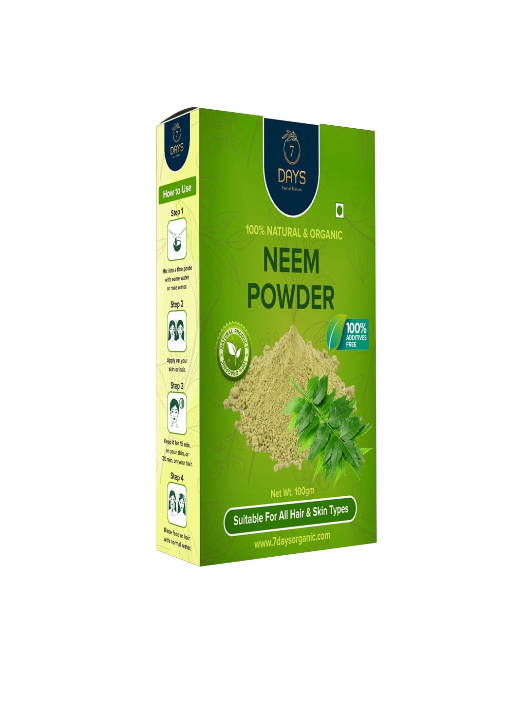 7 DAYS 100% Natural & Pure Neem Powder for Hair & Skin - 100 g Price in India