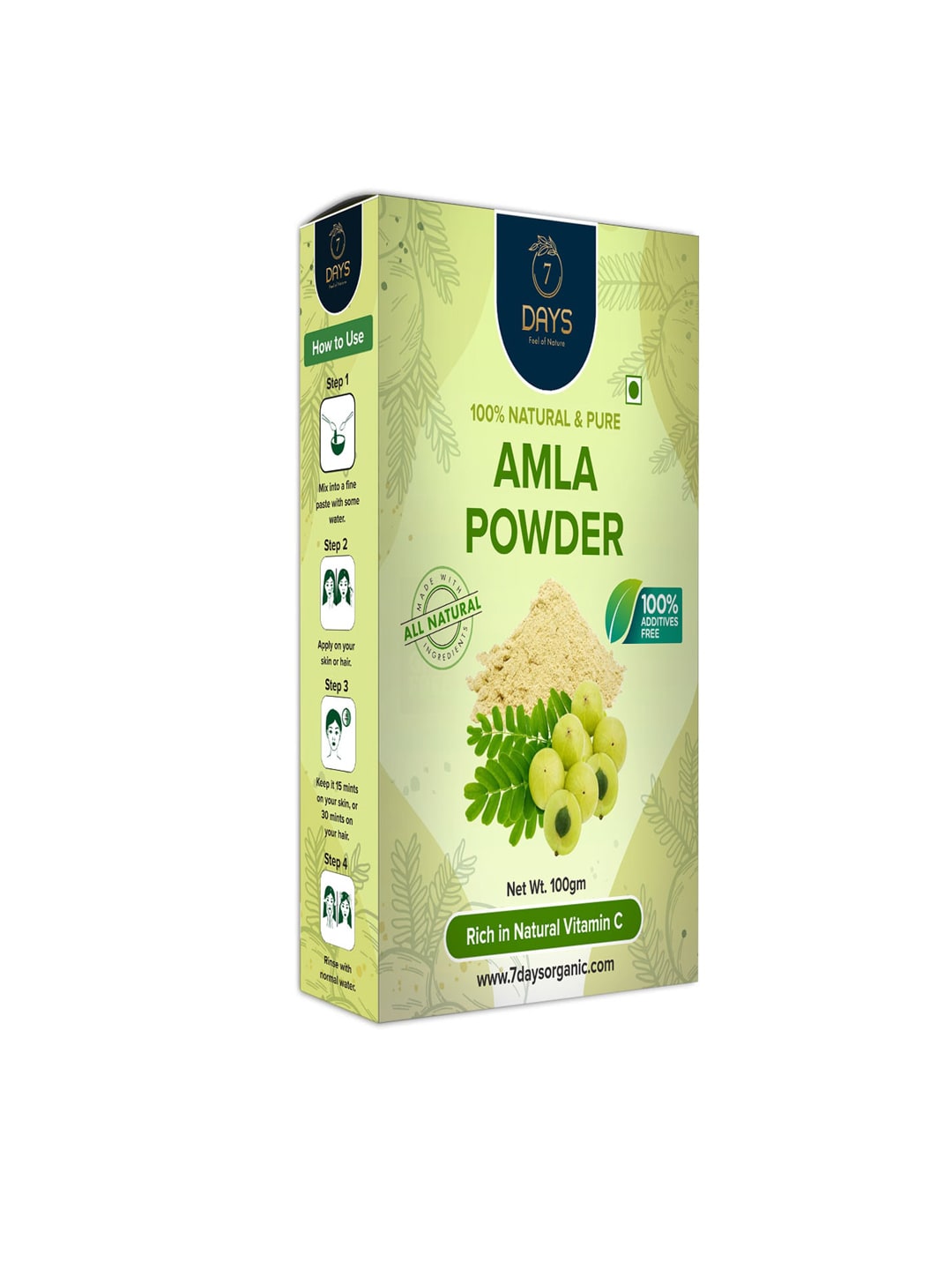 7 DAYS 100% Natural & Pure Amla Powder for Hair & Skin - 100 g Price in India