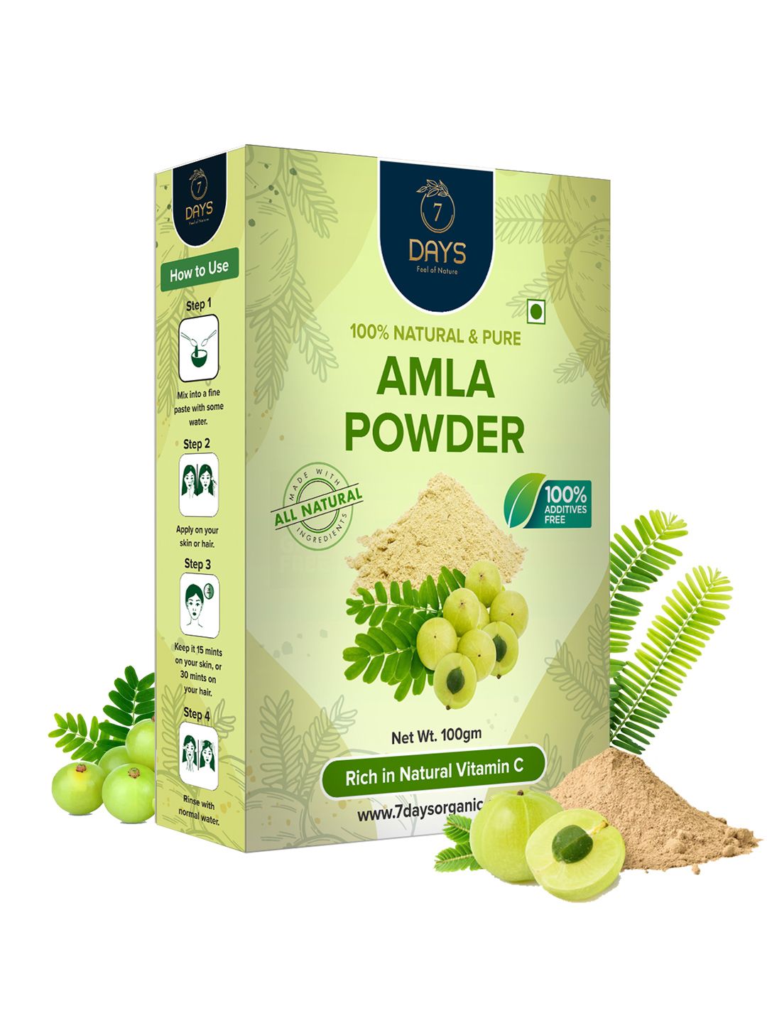 7 DAYS 100% Natural & Pure Amla Powder for Hair & Skin - 100 g