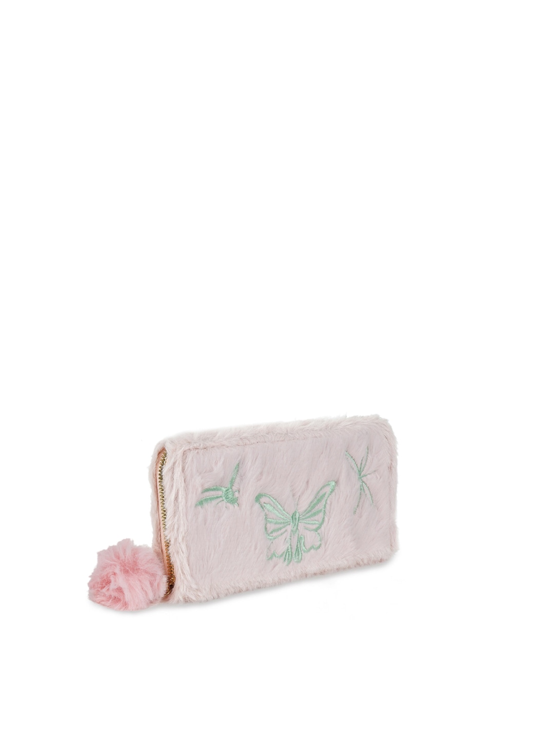 Kanvas Katha Women Pink & Green Animal Textured Embroidered Two Fold Wallet Price in India