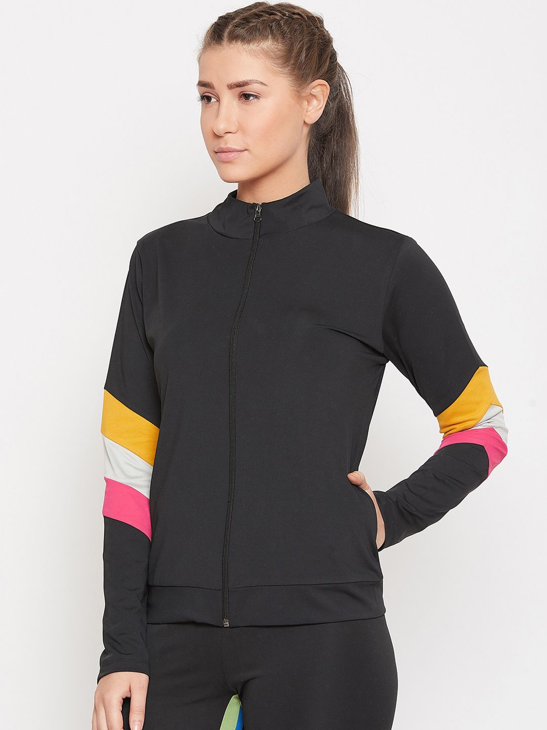 PERFKT-U Women Black Windcheater Antimicrobial Training or Gym Sporty Jacket Price in India