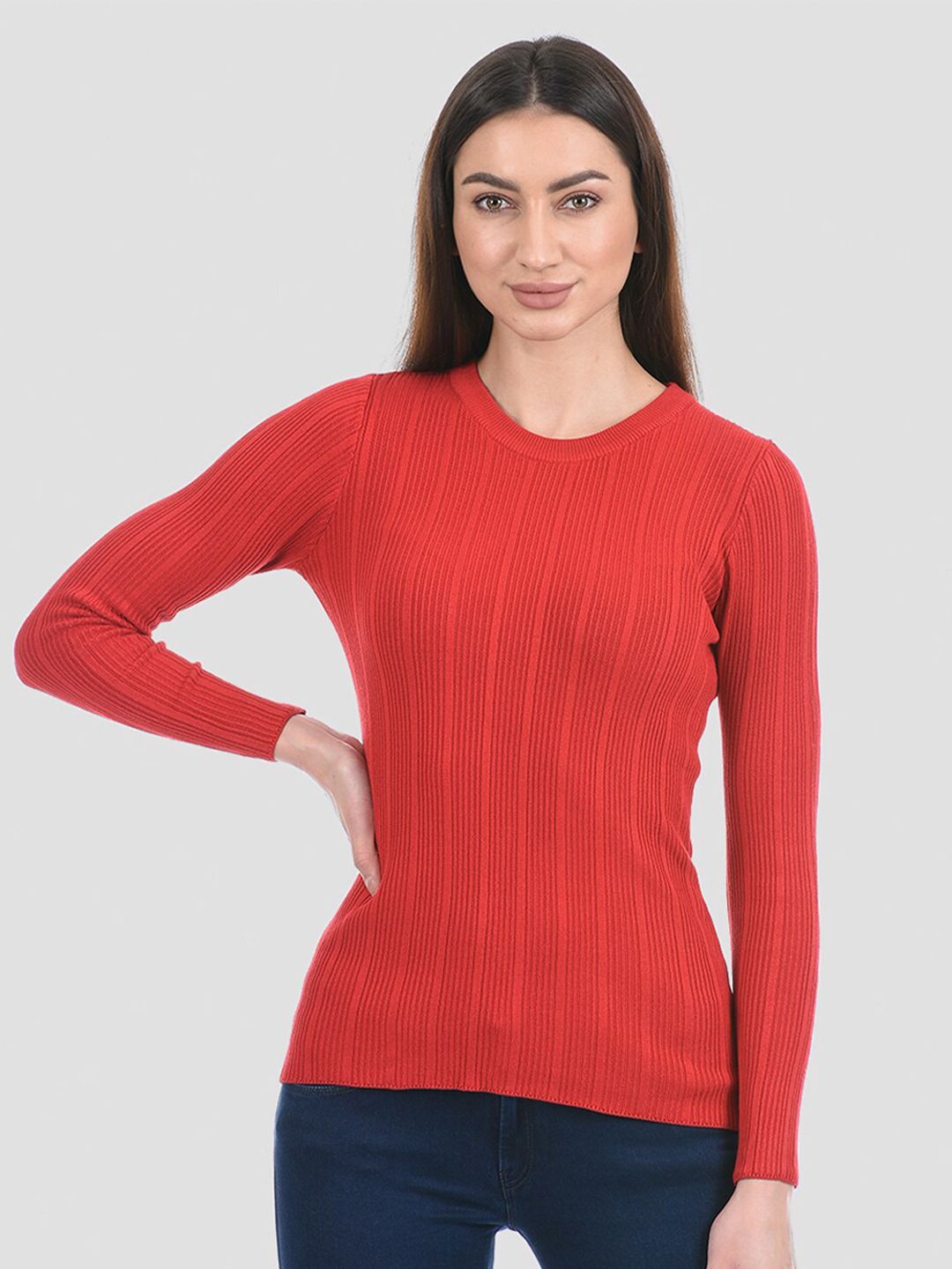 PORTOBELLO Women Red Striped Pullover Price in India