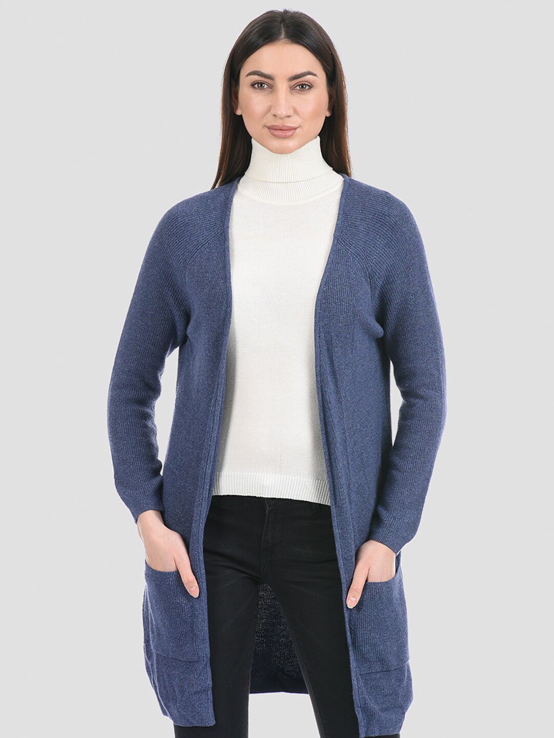 PORTOBELLO Women Blue Longline Shrug