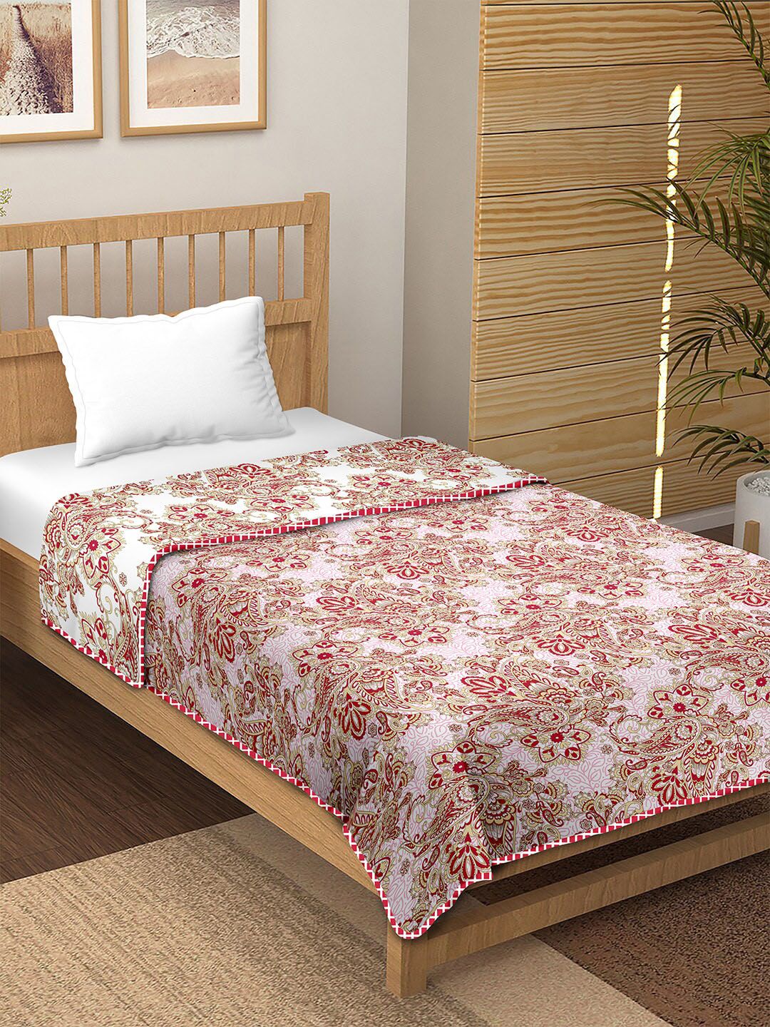 BELLA CASA Unisex Red Printed Blankets Quilts and Dohars Price in India