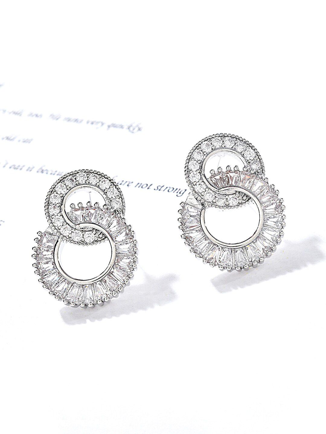Yellow Chimes Silver-Toned Contemporary Studs Earrings Price in India