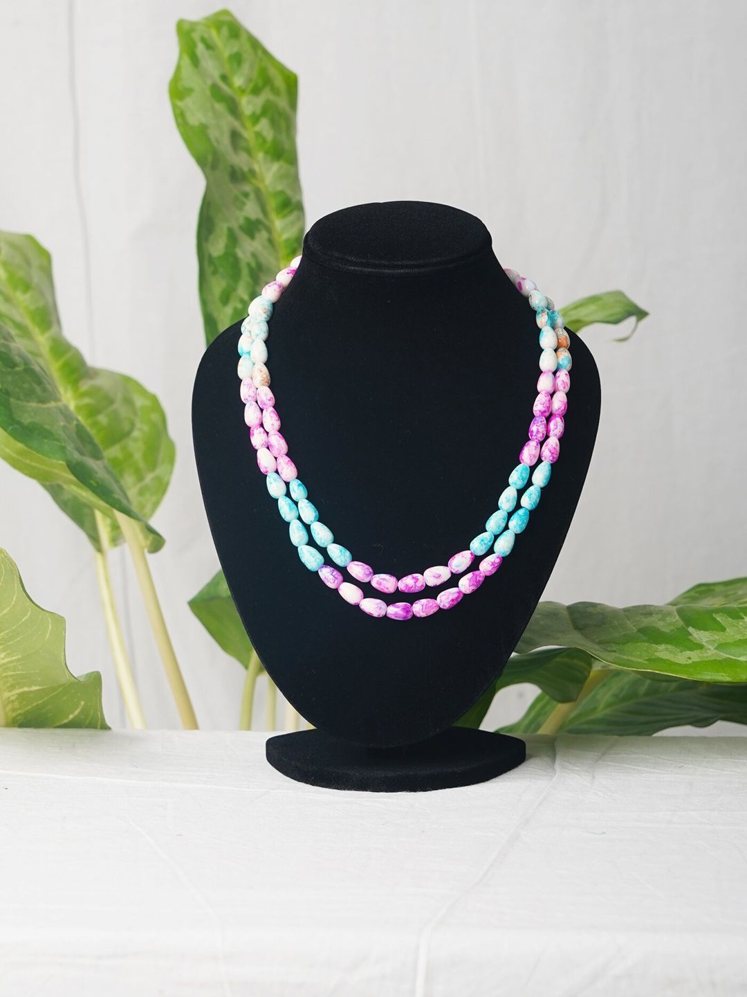 Unnati Silks Blue & Pink Layered Necklace Price in India
