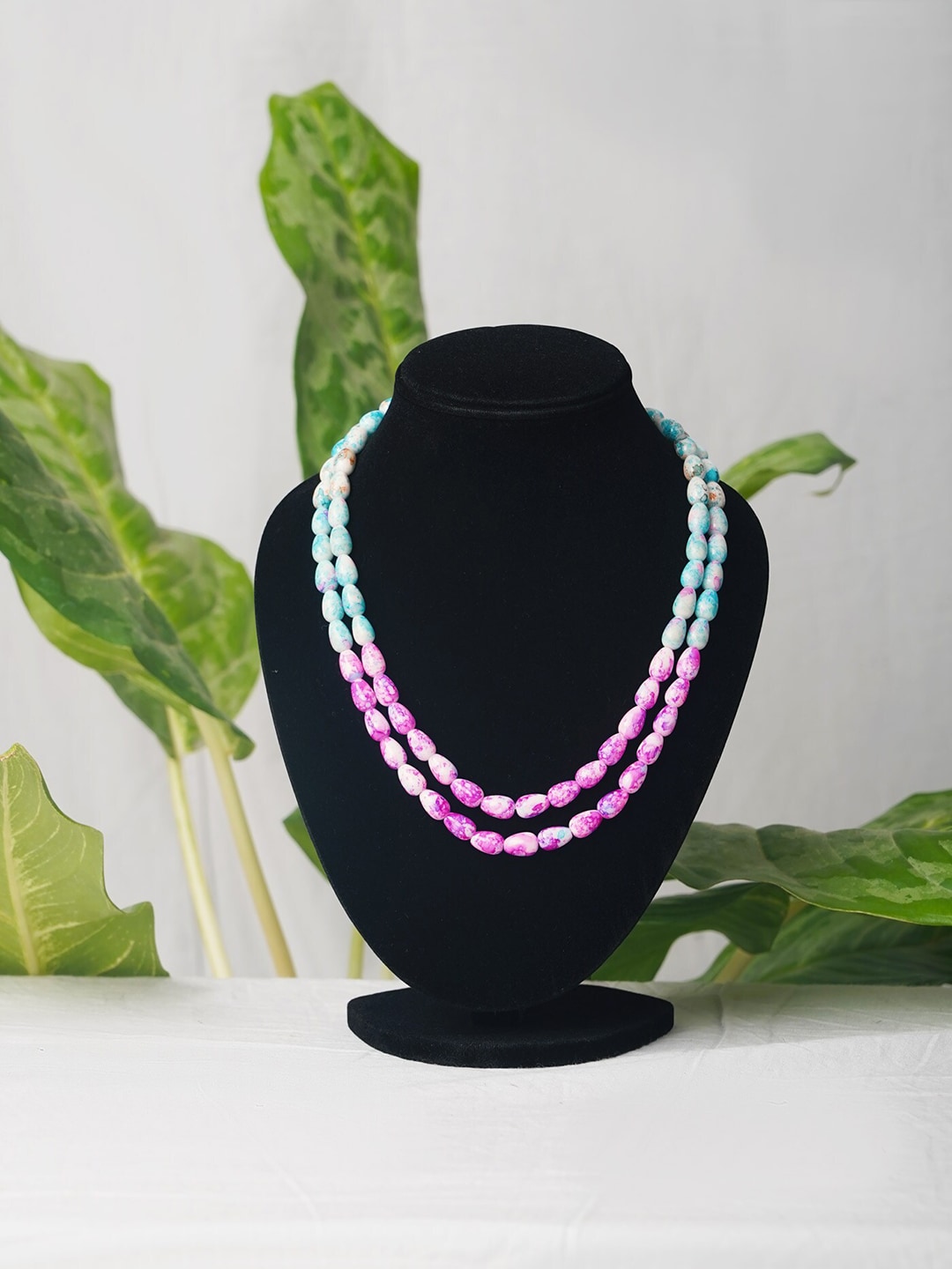 Unnati Silks Blue & Pink Layered Necklace Price in India