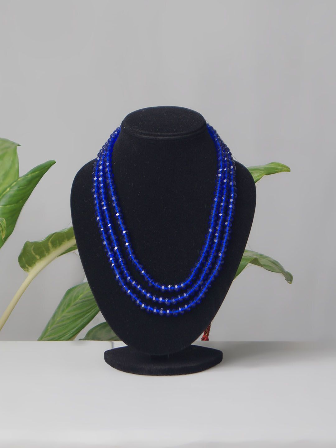 Unnati Silks Navy Blue Layered Amravati Crystal Beads Necklace Price in India