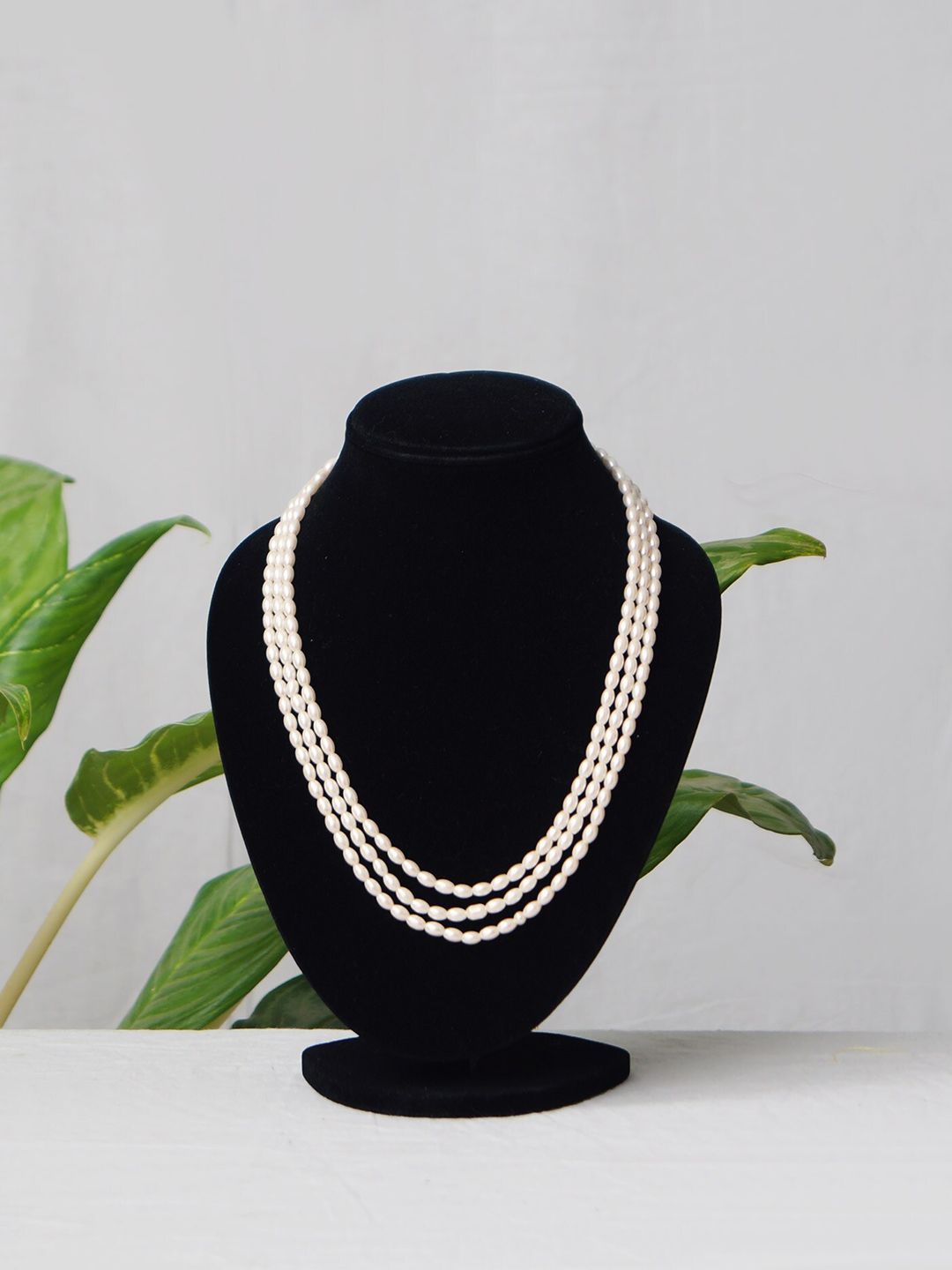 Unnati Silks White Gold-Plated Amravati Oval Pearls Beads Layered Necklace Price in India