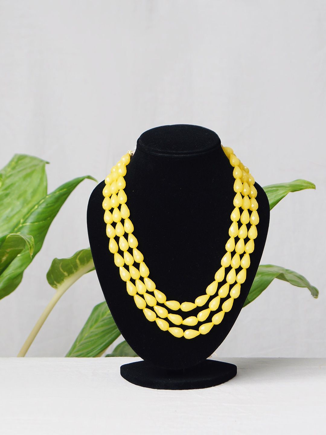 Unnati Silks Yellow Layered Amravati Long Oval Shape Beads Necklace Price in India