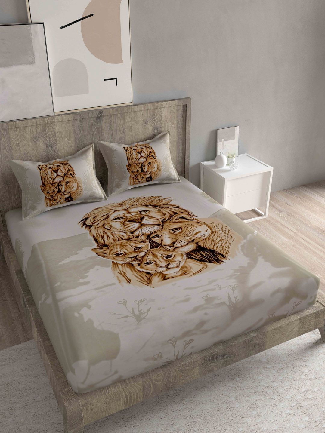 Spangle Unisex Brown Bedsheets Price in India