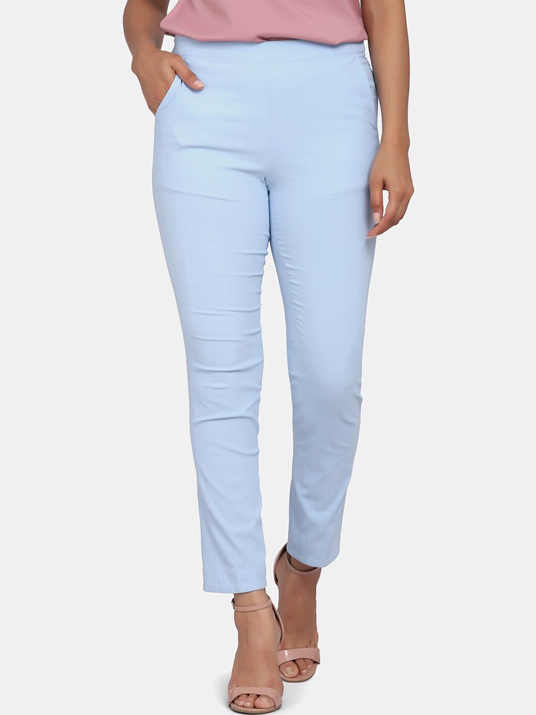 PowerSutra Women Blue Slim Fit Trousers Price in India