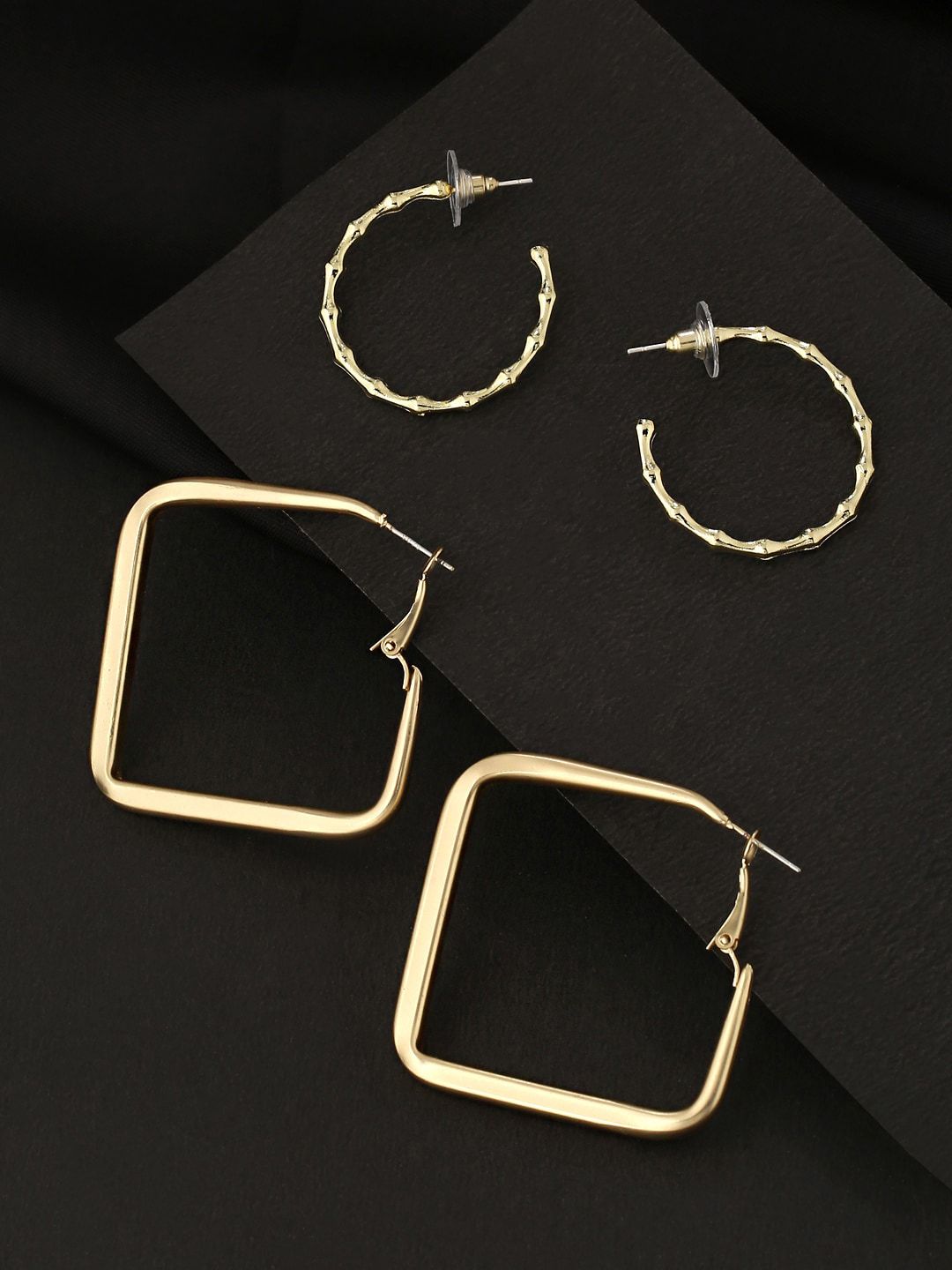 Unwind by Yellow Chimes Gold-Toned Contemporary Hoop Earrings Price in India