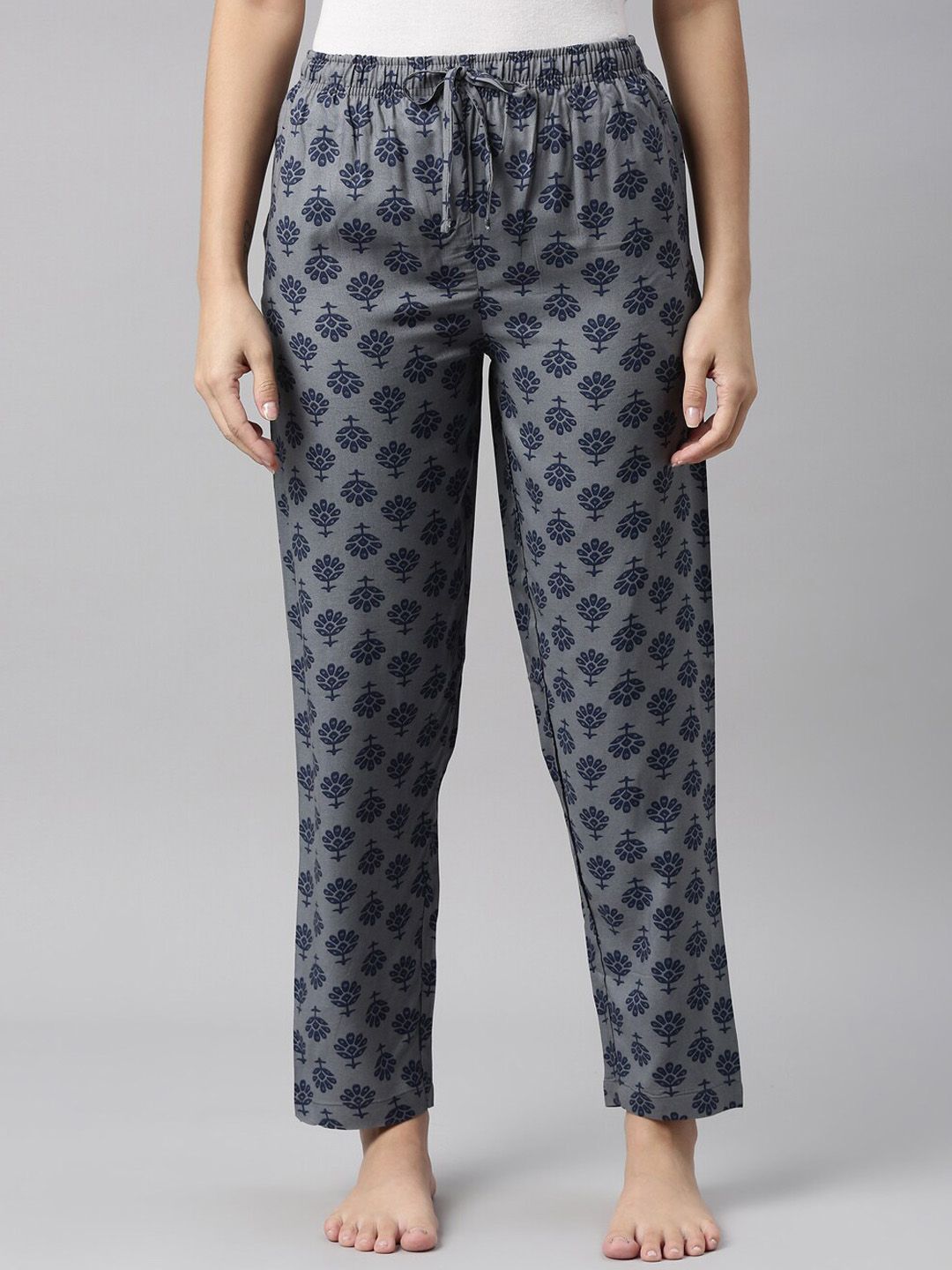 Go Colors Women Grey Printed Lounge Pants Price in India