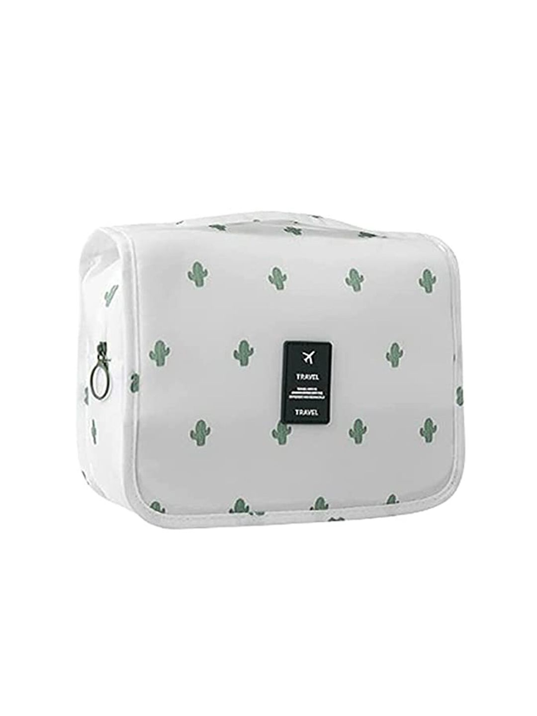 HOUSE OF QUIRK White Cactus Printed Travel Cosmetics Bag Organisers Price in India