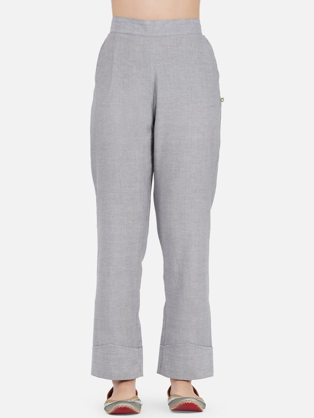 FABNEST Women Grey Relaxed Trousers Price in India