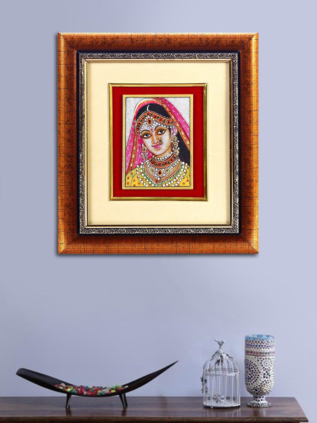 Aapno Rajasthan Beige & Brown Princess Design Marble Wall Painting Price in India