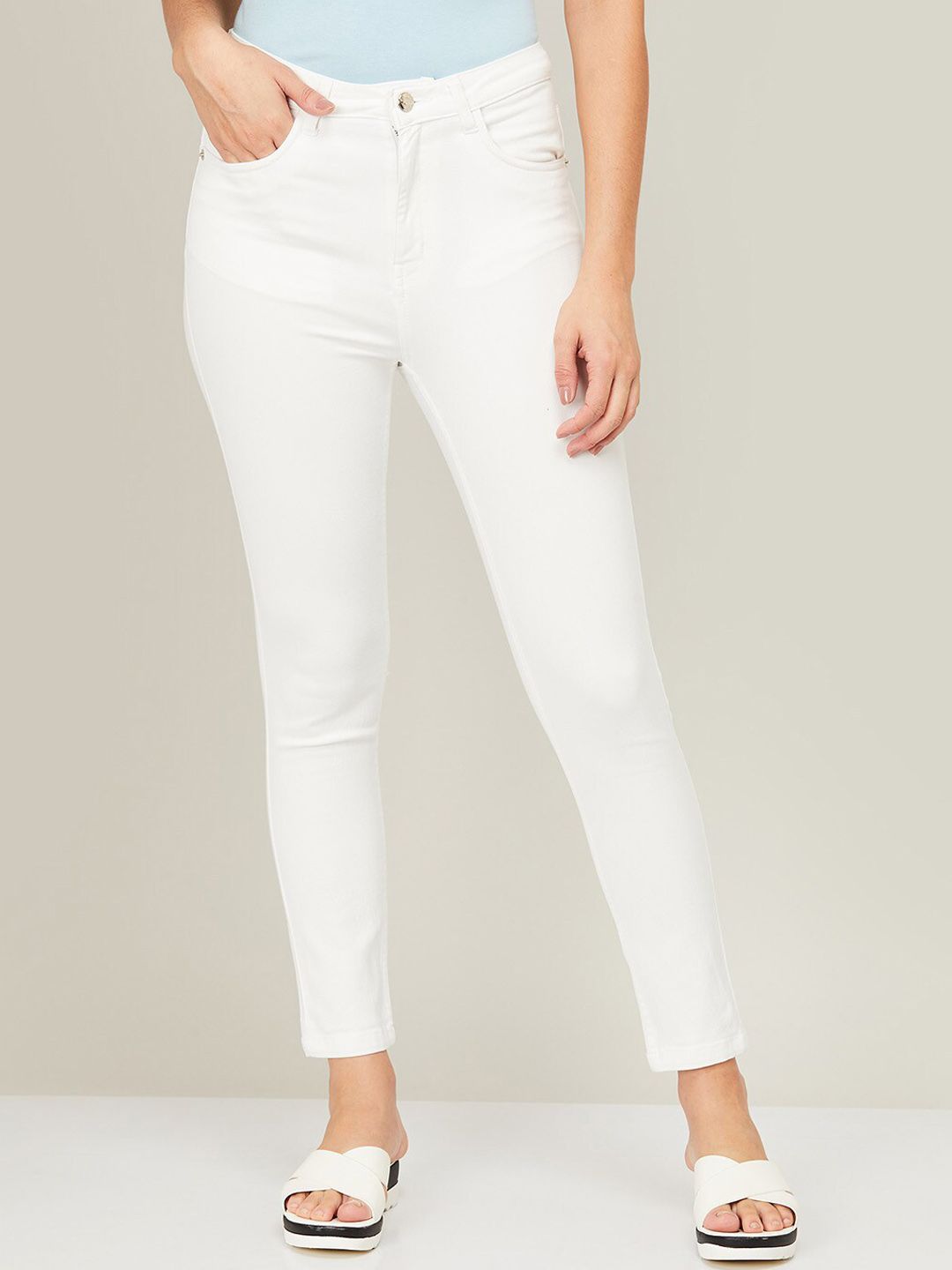 Fame Forever by Lifestyle Women White High-Rise Jeans Price in India