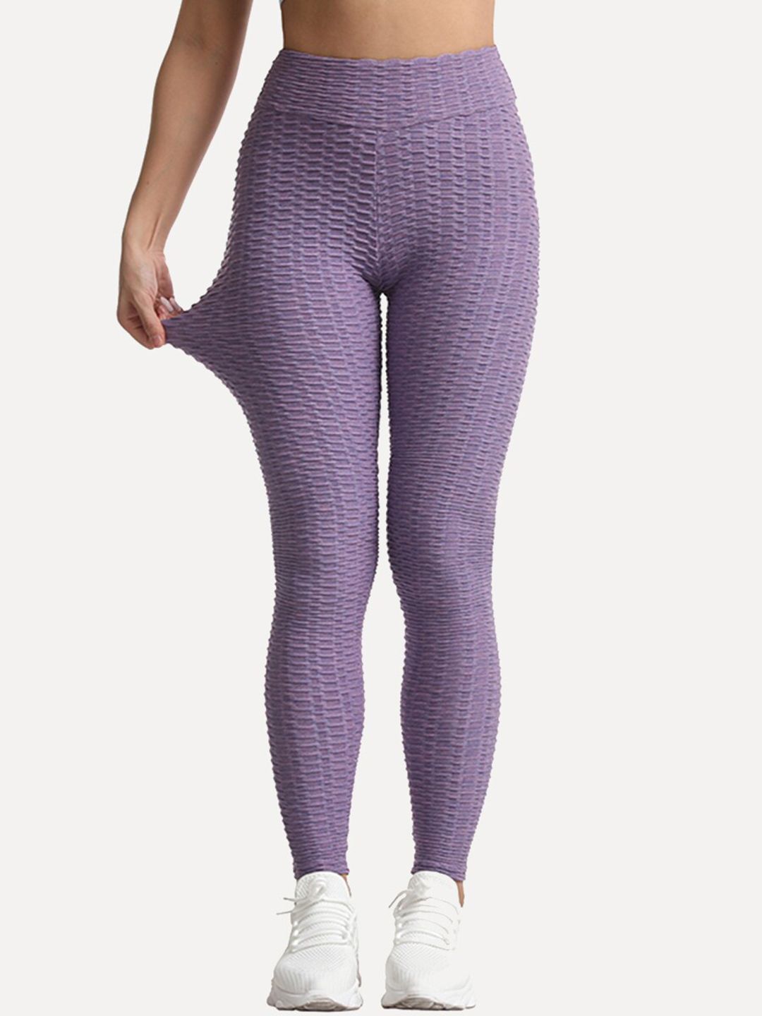 URBANIC Women Purple Textured Gym Tights Price in India