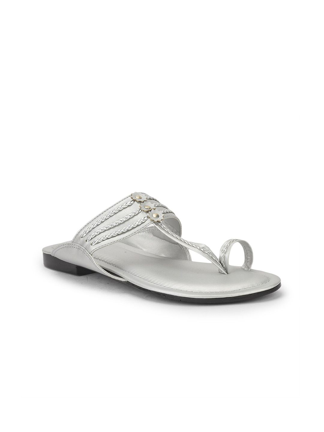 Liberty Women Silver-Toned & Black Slip-On Price in India