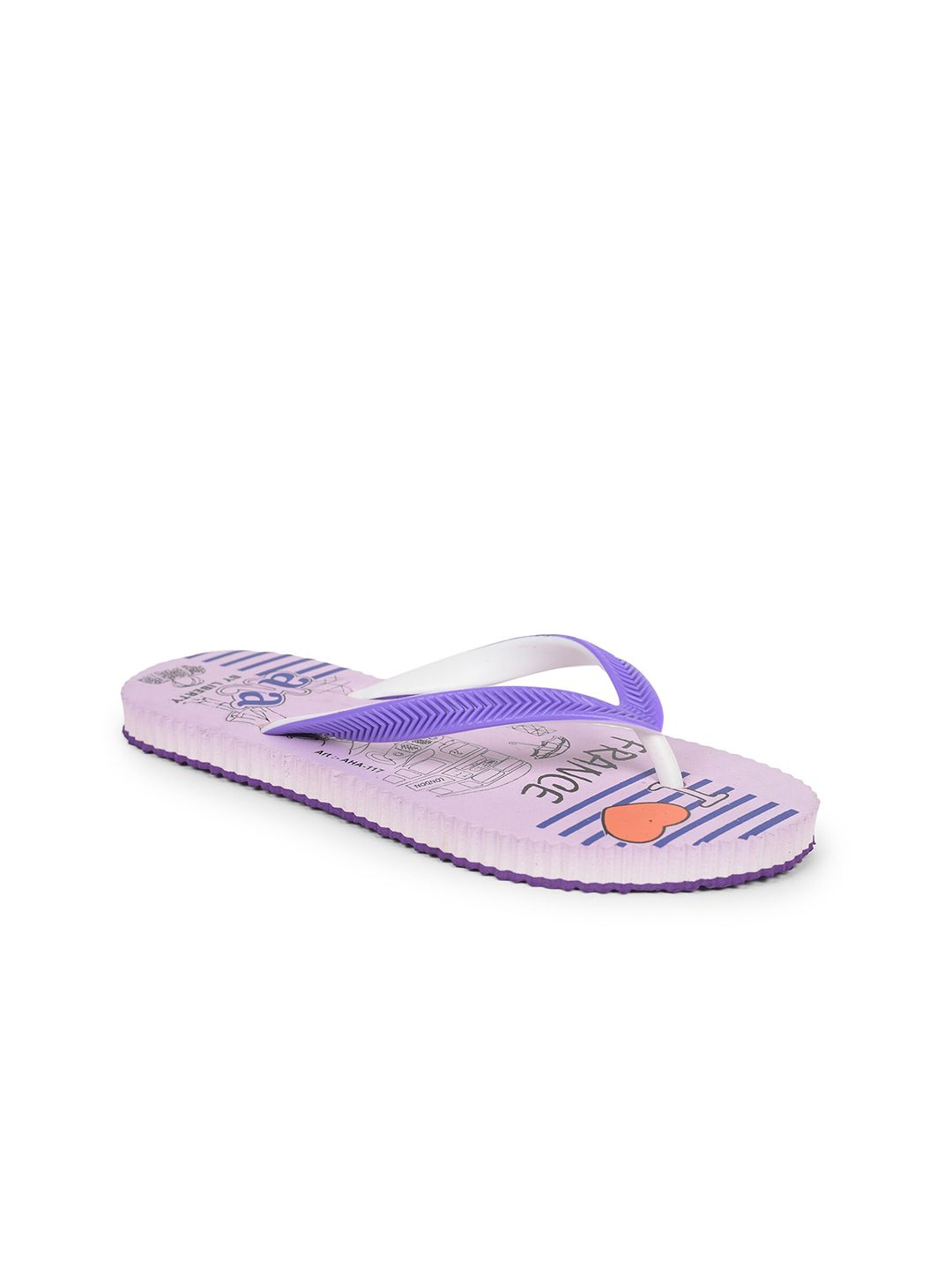 Liberty Women Purple & Black Printed Thong Flip-Flops Price in India