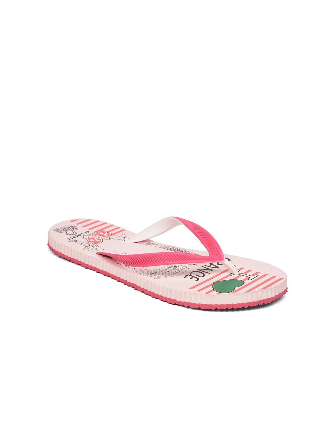 Liberty Women Pink & Black Printed Thong Flip-Flops Price in India