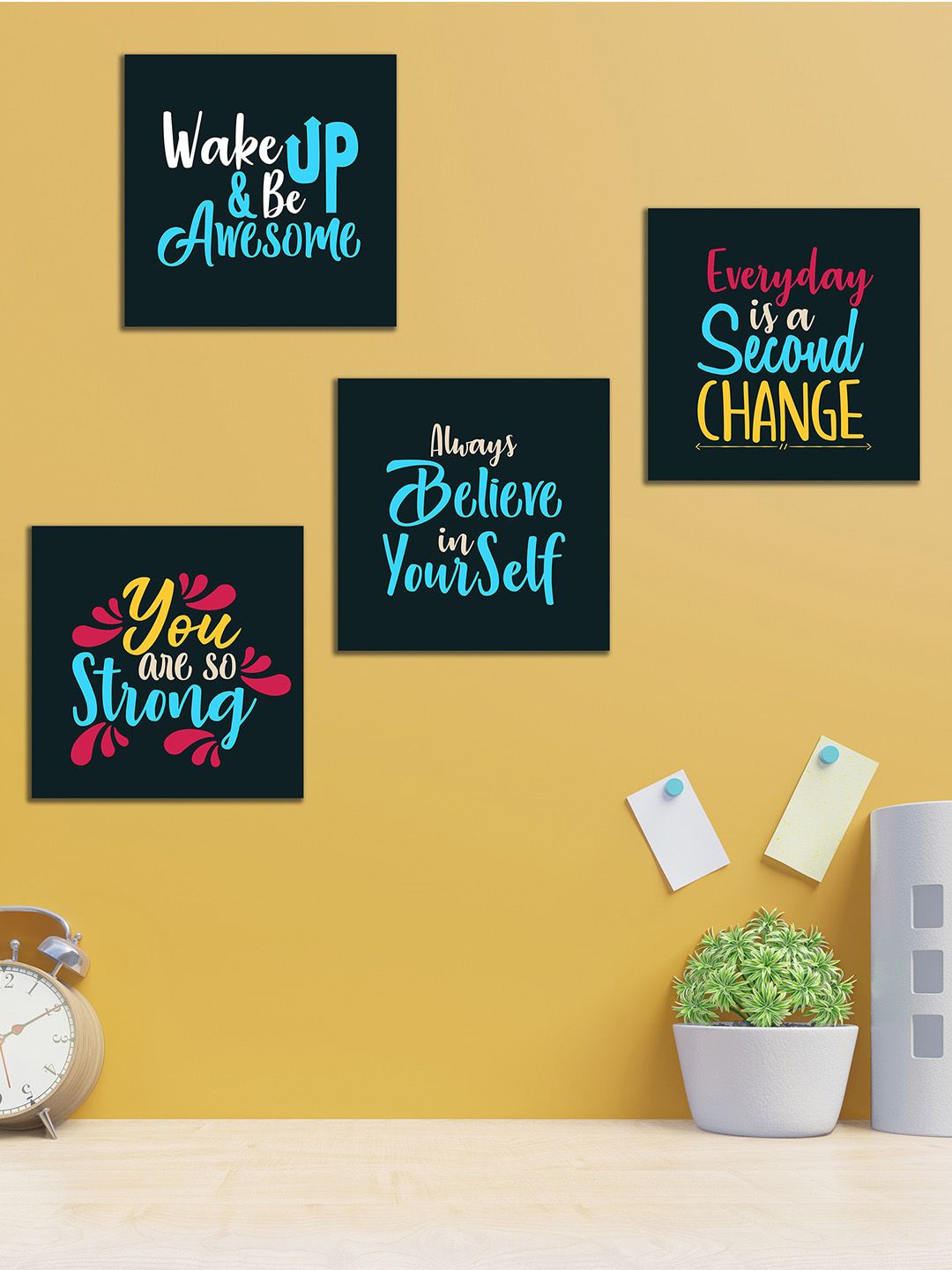 WENS Set of 4 Inspirational Quotes Wall Panels Price in India