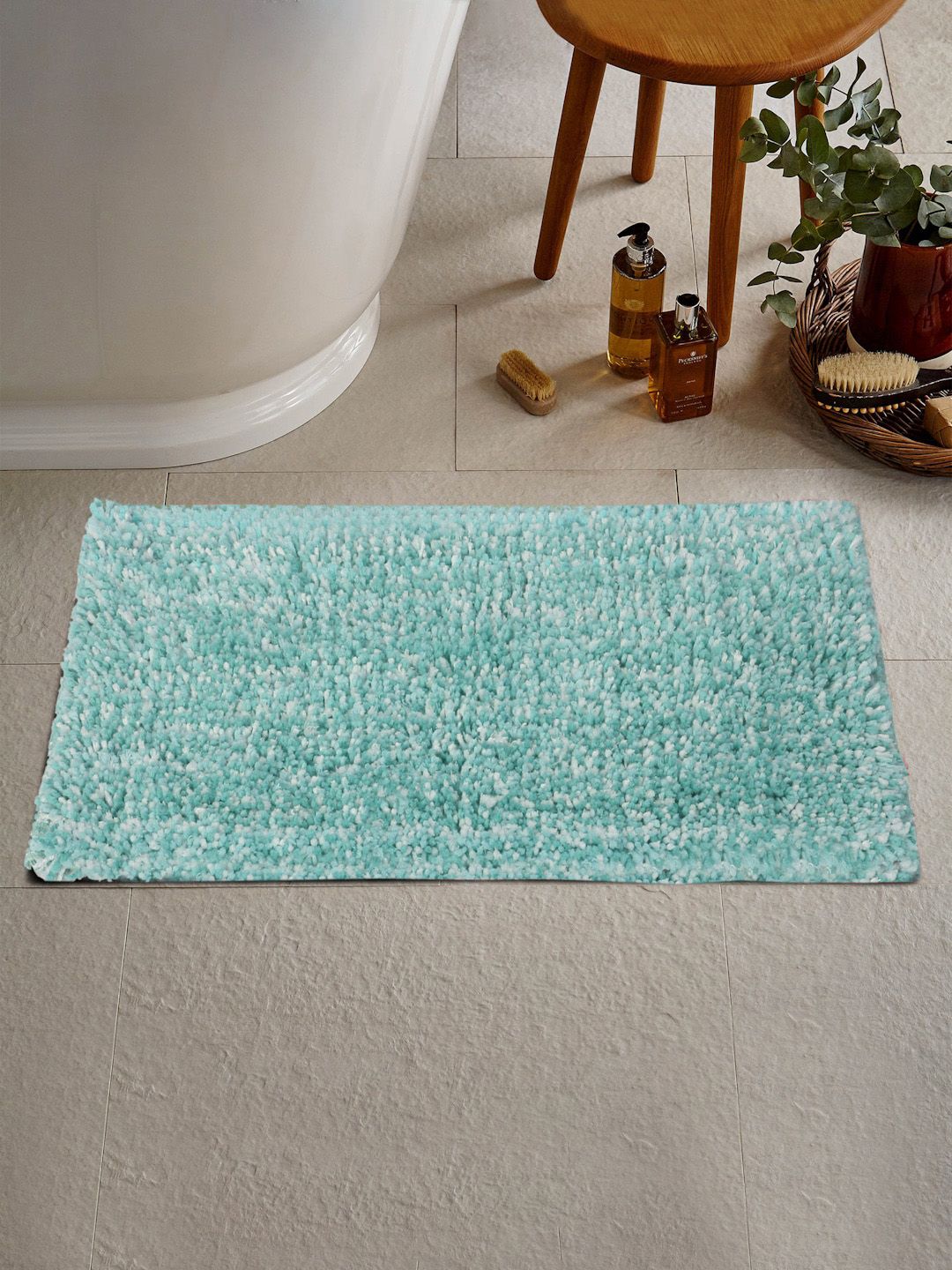 KLOTTHE Blue Woven Design 2000 GSM Bath Rugs Price in India