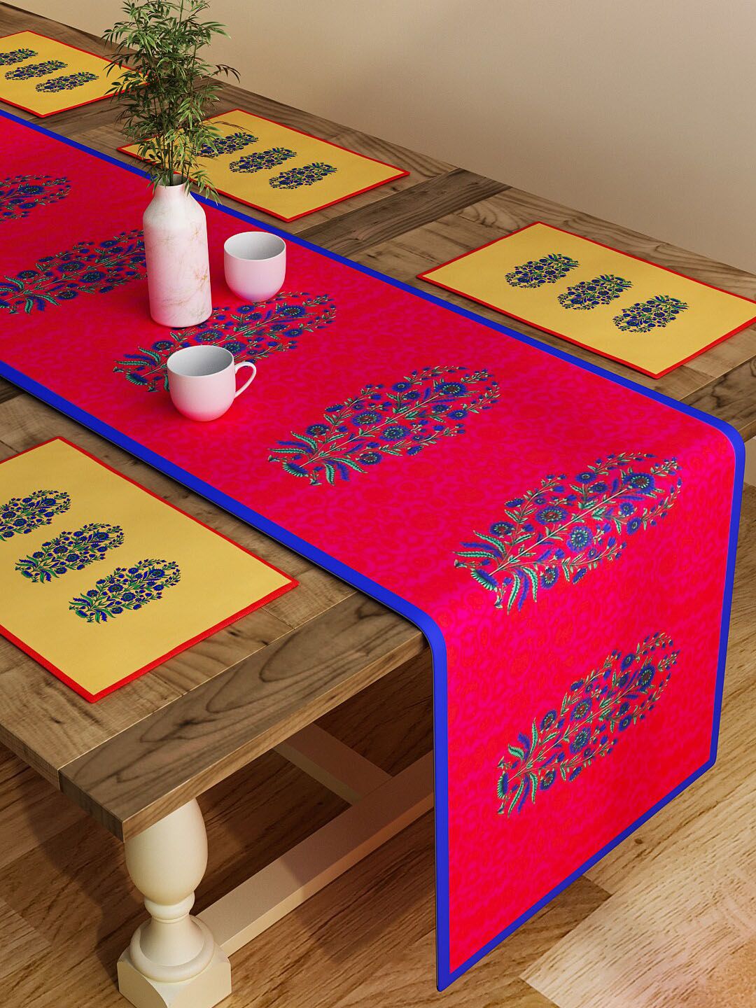 SEJ by Nisha Gupta Red Set of 7 Table Placemats & Runner Price in India
