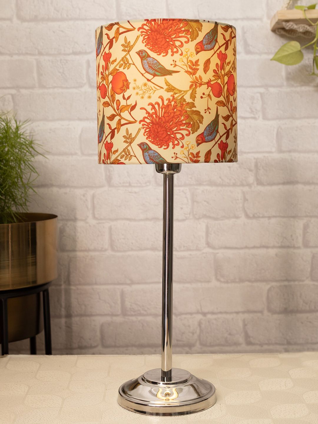 Homesake Orange Floral Printed Fabric Contemporary Table Lamp Price in India